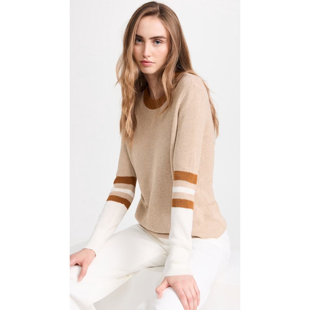 Faherty Throwback Crew Sweater Flannel Varsity Organic Cotton Women's Size Small